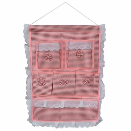 blancho bedding [Plaid & Allover] Pink/Wall Hanging/ Wall Baskets / Hanging Baskets/Wall Organizers (15*19)