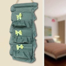 Blancho Bedding [Plaid & Bowknot] Green/Wall Hanging/ Hanging Baskets/Wall Organizers/ Baskets (11*21)