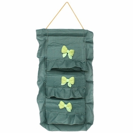 blancho bedding [Plaid & Bowknot] Green/Wall Hanging/ Hanging Baskets/Wall Organizers/ Baskets (11*21)