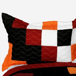 Blancho Bedding [Plaid] Brand New Vermicelli-Quilted Patchwork Quilt Set Full/Queen