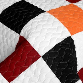 Blancho Bedding [Plaid] Brand New Vermicelli-Quilted Patchwork Quilt Set Full/Queen