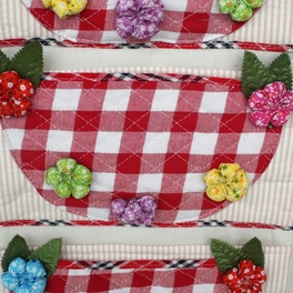 Blancho Bedding [Plaid & Flowers] Pink/Wall Hanging/ Wall Organizers / Wall Baskets / Hanging Baskets (11*23)