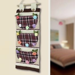 Blancho Bedding [Plaid & Flowers] Wall Hanging/ Wall Organizers / Wall Baskets / Hanging Baskets (11*24)