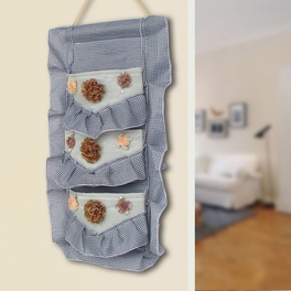 Blancho Bedding [Plaid & Lace] Blue/Wall Hanging/Wall Organizers /Baskets /Hanging Baskets/Baskets (11*20)