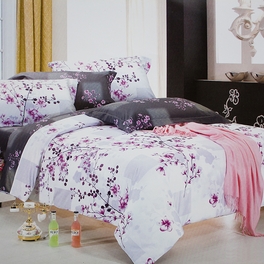 blancho bedding [Plum in Snow] 100% Cotton 3PC Comforter Cover/Duvet Cover Combo (Twin Size)