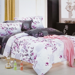 blancho bedding [Plum in Snow] Luxury 5PC Bed In A Bag Combo 300GSM (Twin Size)