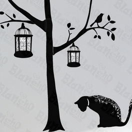 Blancho Bedding Poetry Cat - Hemu Wall Decals Stickers Appliques Home Decor 12.6 BY 23.6 Inches
