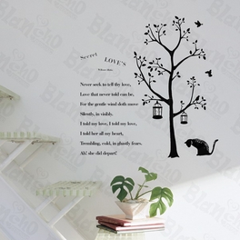 blancho bedding Poetry Cat - Hemu Wall Decals Stickers Appliques Home Decor 12.6 BY 23.6 Inches