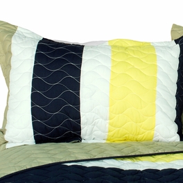 Blancho Bedding [Polestar] 3PC Vermicelli-Quilted Patchwork Quilt Set (Full/Queen Size)