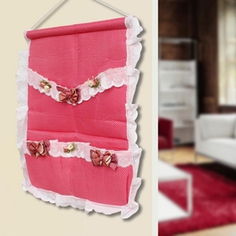 Blancho Bedding [Polka Dot & Bud Silk] Red/Wall Hanging/ Wall Organizers / Wall Pocket / Baskets (17*18)