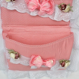 Blancho Bedding [Polka Dot & Lace] Pink/Wall Hanging/ Wall Baskets /Wall Organizers/Hanging Baskets (11*22)