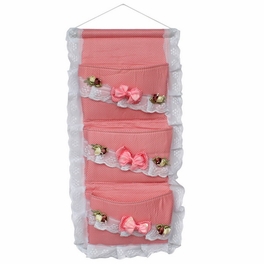 blancho bedding [Polka Dot & Lace] Pink/Wall Hanging/ Wall Baskets /Wall Organizers/Hanging Baskets (11*22)