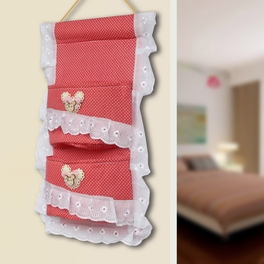 Blancho Bedding [Polka Dot & Lace] Red/Wall Hanging/ Wall Baskets /Wall Organizers/ Hanging Baskets (9*16)