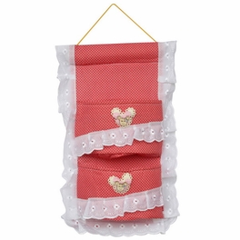 blancho bedding [Polka Dot & Lace] Red/Wall Hanging/ Wall Baskets /Wall Organizers/ Hanging Baskets (9*16)