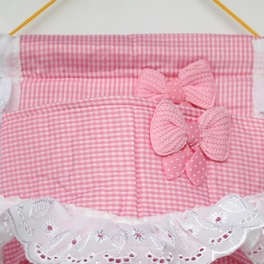 Blancho Bedding [Polka Dot & Plaid] Pink/Wall Hanging/ Wall Organizers / Baskets / Hanging Baskets (11*20)