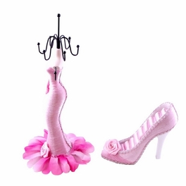 Blancho Bedding [Polly] Jewelry Display Holder Stand Combo Light Pink