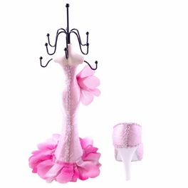 Blancho Bedding [Polly] Jewelry Display Holder Stand Combo Light Pink