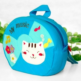 Blancho Bedding [Pretty Cat] Embroidered Applique Kids Fabric Art School Backpack / Outdoor Backpack (9*8.3*3.7)