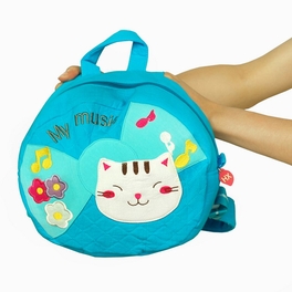 Blancho Bedding [Pretty Cat] Embroidered Applique Kids Fabric Art School Backpack / Outdoor Backpack (9*8.3*3.7)