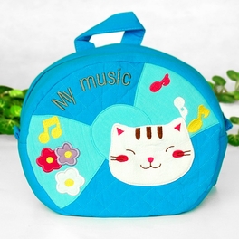 blancho bedding [Pretty Cat] Embroidered Applique Kids Fabric Art School Backpack / Outdoor Backpack (9*8.3*3.7)