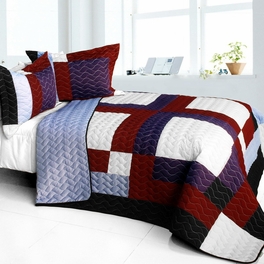 blancho bedding [Pretty Raisin] 3PC Vermicelli - Quilted Patchwork Quilt Set (Full/Queen Size)