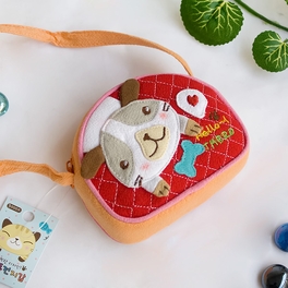 Blancho Bedding [Puppy & Bone] Embroidered Applique Swingpack Bag Purse / Wallet Bag / Coin Purse (3.9*3.3)