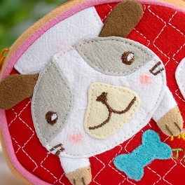 Blancho Bedding [Puppy & Bone] Embroidered Applique Swingpack Bag Purse / Wallet Bag / Coin Purse (3.9*3.3)