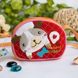 blancho bedding [Puppy & Bone] Embroidered Applique Swingpack Bag Purse / Wallet Bag / Coin Purse (3.9*3.3)