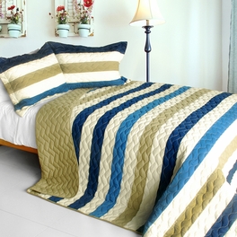 blancho bedding [Pure Sea Air] 3PC Patchwork Quilt Set (Full/Queen Size)