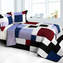 blancho bedding [Purple Butterfly] 3PC Vermicelli - Quilted Patchwork Quilt Set (Full/Queen Size)