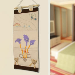 Blancho Bedding [Purple Flowers] Ivory/Wall Hanging/Wall Organizers/Wall Pocket/Wall Pocket (11*24)