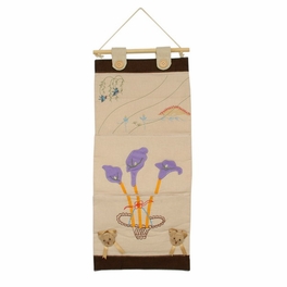 blancho bedding [Purple Flowers] Ivory/Wall Hanging/Wall Organizers/Wall Pocket/Wall Pocket (11*24)