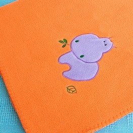 Blancho Bedding [Purple Hippo - Orange] Embroidered Applique Coral Fleece Baby Throw Blanket (29.5 By 39.4 Inches)