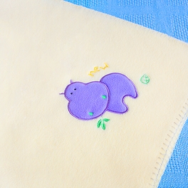 Blancho Bedding [Purple Hippo - Yellow] Embroidered Applique Coral Fleece Baby Throw Blanket (29.5 By 39.4 Inches)