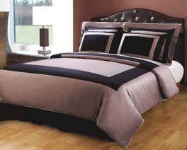 blancho bedding QUEEN 10PC Black with Taupe Hotel Down Alternative Bed in a Bag