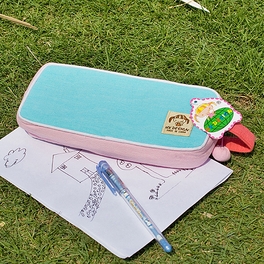 Blancho Bedding [Rabbit & Carrot] Embroidered Applique Pencil Pouch Bag / Cosmetic Bag / Carrying Case (7.3*3.3*1.4)