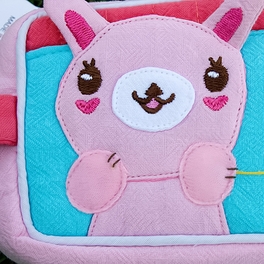 Blancho Bedding [Rabbit & Carrot] Embroidered Applique Pencil Pouch Bag / Cosmetic Bag / Carrying Case (7.3*3.3*1.4)