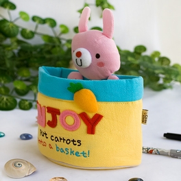 Blancho Bedding [Rabbit & Carrots] Embroidered Applique Wall Organizer / Hanging Organizer / Storage Box (6*7*3.5)
