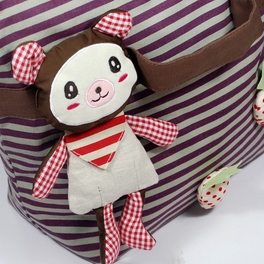 Blancho Bedding [Rabbit & Cherry] 100% Cotton Canvas Shoulder Tote Bag / Shopper Bag
