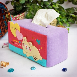 Blancho Bedding [Rabbit & Heart] Embroidered Applique Fabric Art Tissue Box Cover Holder (8.7*4.5*4.5)