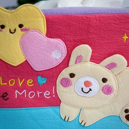 Blancho Bedding [Rabbit & Heart] Embroidered Applique Fabric Art Tissue Box Cover Holder (8.7*4.5*4.5)