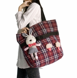 Blancho Bedding [Rabbit Loves Mushrooms] 100% Cotton Canvas Shoulder Tote Bag / Shopper Bag