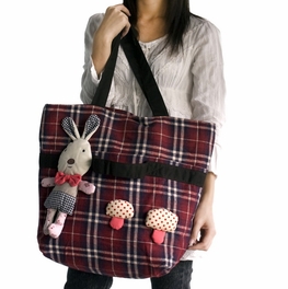 Blancho Bedding [Rabbit Loves Mushrooms] 100% Cotton Canvas Shoulder Tote Bag / Shopper Bag