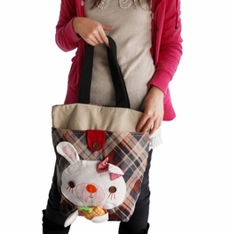 Blancho Bedding [Rabbit & Pineapple] 100% Cotton Canvas Shoulder Tote Bag / Shopper Bag