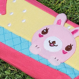 Blancho Bedding [Rabbit's Home] Embroidered Applique Pencil Pouch Bag / Cosmetic Bag / Carrying Case (7.5*2.8*1.4)