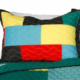 Blancho Bedding [Rain Season] 3PC Vermicelli-Quilted Patchwork Quilt Set (Full/Queen Size)