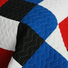 Blancho Bedding [Rational Thinking] 3PC Vermicelli-Quilted Patchwork Quilt Set (Full/Queen Size)
