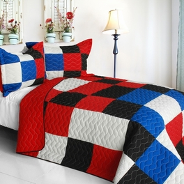 blancho bedding [Rational Thinking] 3PC Vermicelli-Quilted Patchwork Quilt Set (Full/Queen Size)