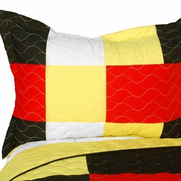 Blancho Bedding [Rattlebush] Vermicelli-Quilted Patchwork Plaid Quilt Set Full/Queen