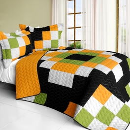 blancho bedding [Ray of Light] 3PC Vermicelli - Quilted Patchwork Quilt Set (Full/Queen Size)